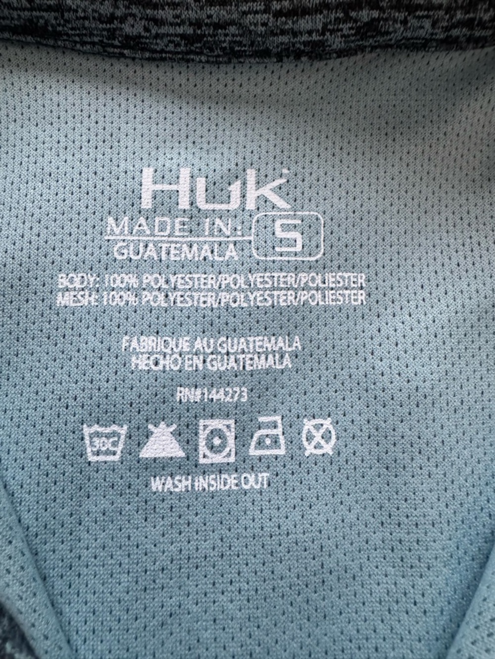 Huk Coldfront Icon X Long Sleeve Hoodie Baltic Sea Heather Fishing Size S - Picture 9 of 16